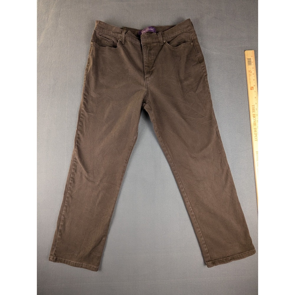 Gloria Vanderbilt Jeans Womens 14S Brown Amanda Straight High Rise Stretch Denim